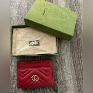 Marmont Leather Gucci Red Card Case Authentic - used